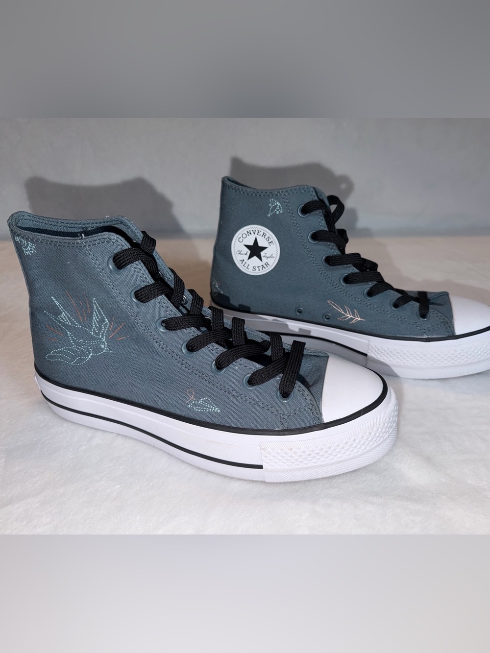 Taylor Swift Folklore Seven Embroidered Converse Platform High Top Shoes - 9.5
